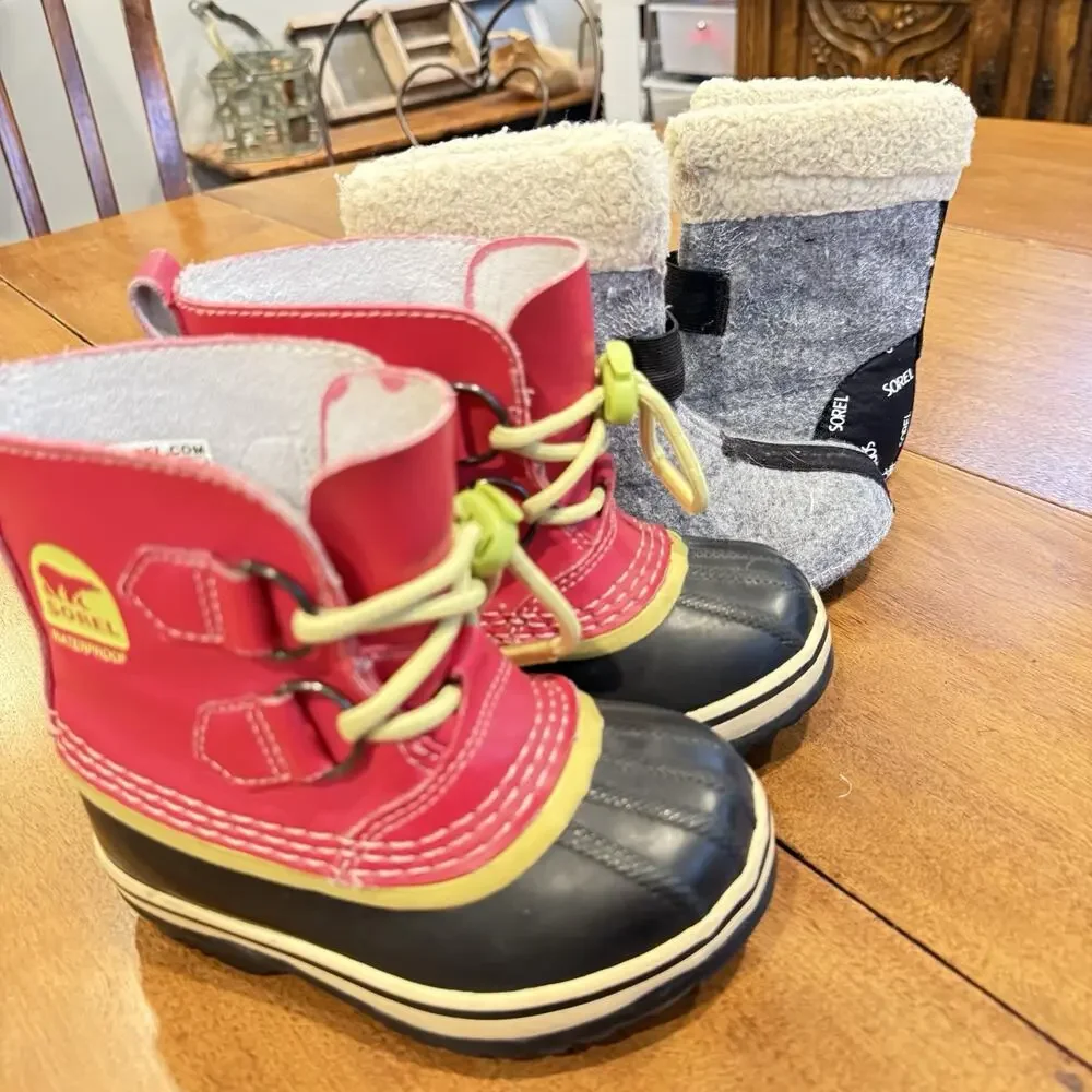 Sorel Yoot Pac Girls 9 Winter Snow Duck Boot Leather‎ Pink Waterproof Sherpa